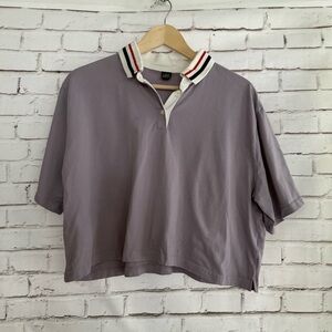 Wild Fable Lavender Polo with Red‎ and White Striped Collar